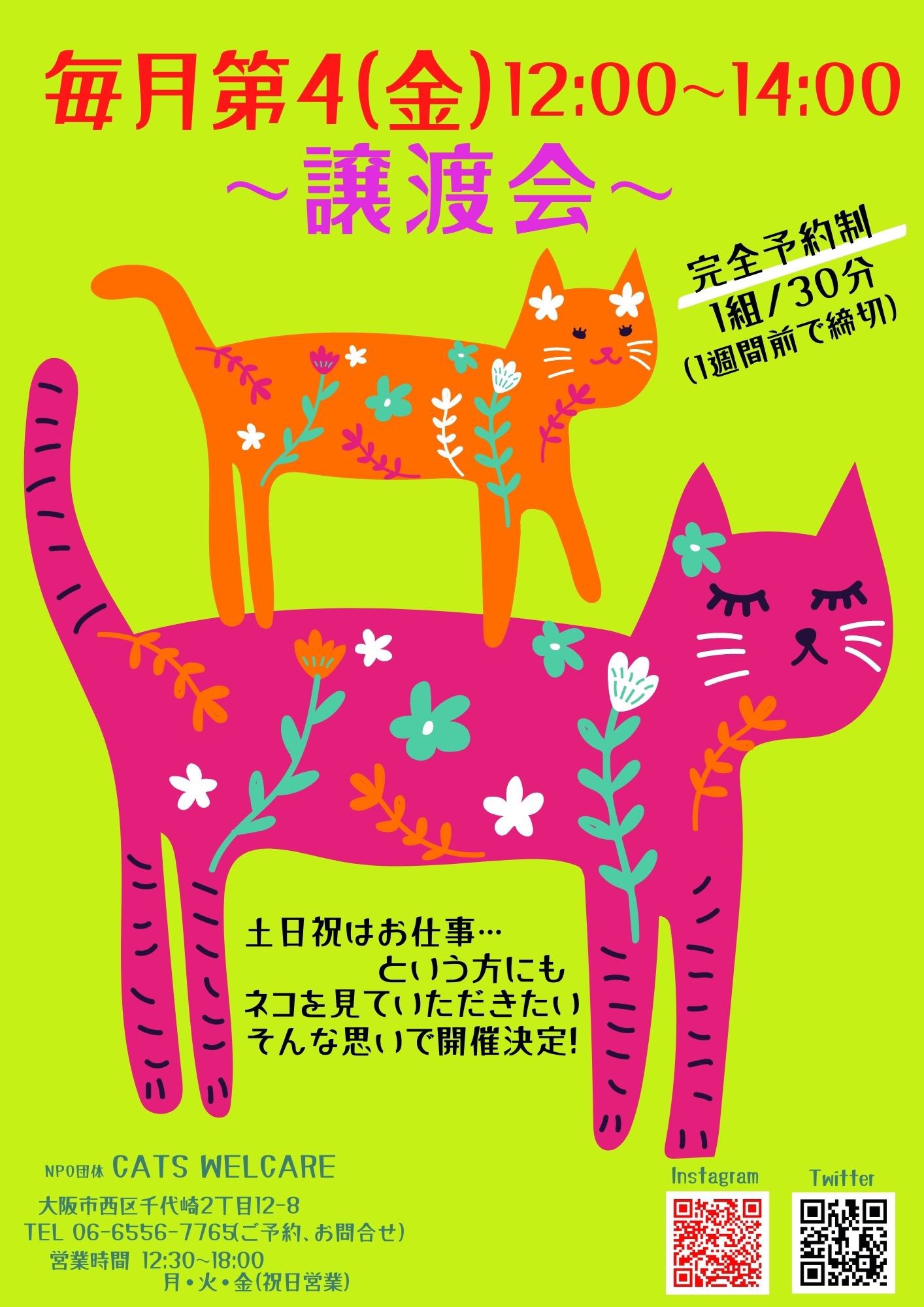 ふれあえる譲渡会（平日：昼の部）in 大阪市