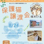 【さいたま市西区】8/24（日)猫専門病院「ぽのいえ」保護猫譲渡会